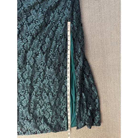 NWT Oleg Cassini Formal Dress Full Length Lace Glitter Green Size 18W - Picture 7 of 10